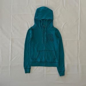Teal Victoria Secret Love PINK Zip Hoodie